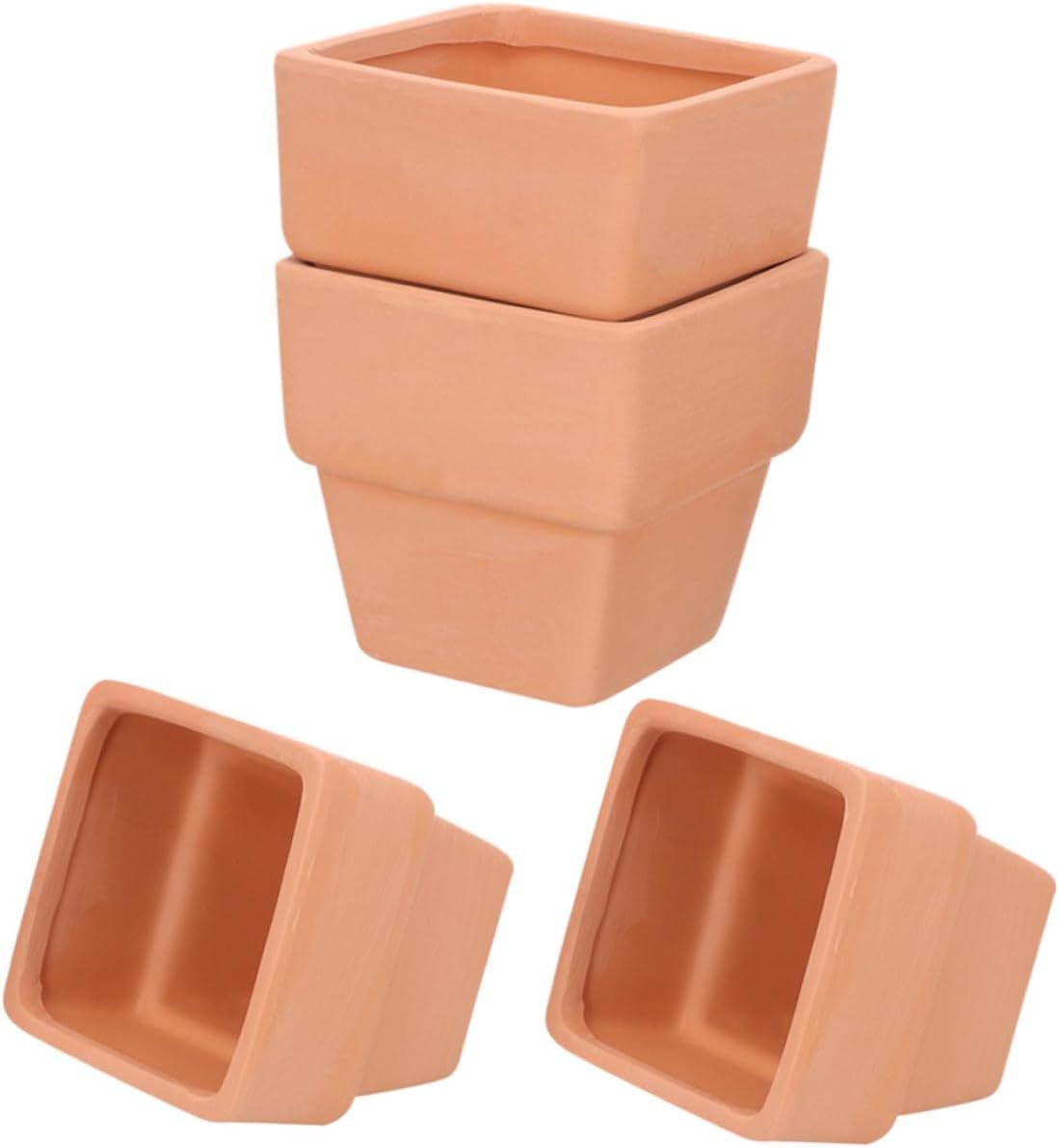 VILLCASE Red Pottery Square Succulent Plant Pot 10.5x9cm Indoor Cactus Planter Terracotta Flower Pot Home Desktop Plant Holder