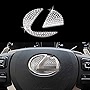 UREHEPO Bling Car Steering Wheel Logo Caps Diamond Decoration Compatible with Lexus ES NX RX IS CT LX GS RC GS-F RC-F(Small), DIY Steering Wheel Emblem Crystal Decal Decoration Cover Sticker
