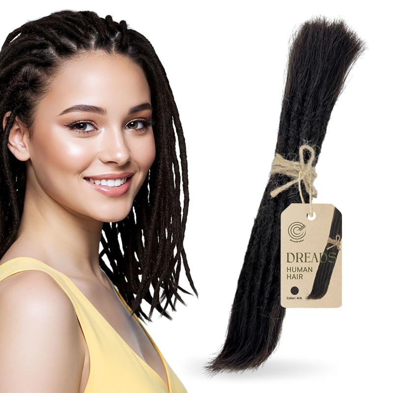 Human Hair Dreadlock Extensions – Handmade Crochet Locs Real Hair Dreads For Every Hairstyle, 10-Strand Bundle Dreads, Natural Looking Shades