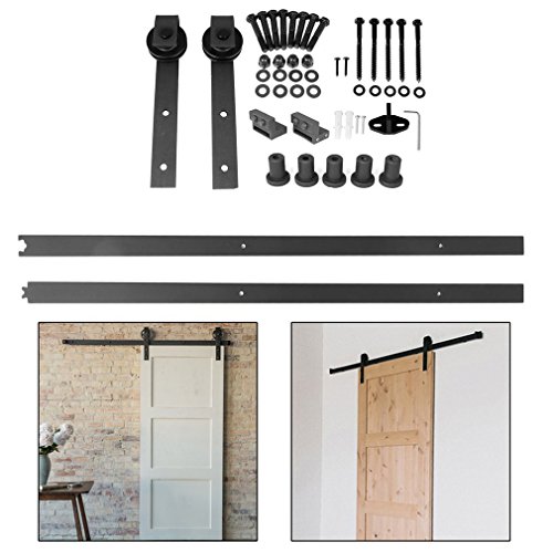 Hifeel 6,6 FT-200 cm puerta corredera de acero para armario de acero de carbono, fácil de instalar, kit de riel para puerta individual