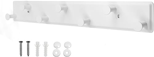 Miniatura 1 de AJLTPA Perchero de pared, perchero de pared blanco atornillado, ganchos de puerta de metal para colgar sombreros, toallas, ropa con 7 rieles