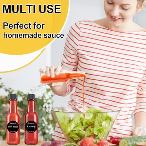 Gm Gmisun Gmisun Mini Hot Sauce Bottles 3 Oz, 24 Pack Glass Woozy Bottles With Shrink Capsules, Mini Wine Bottles With Labels, Ginger Shot Bottles With Caps, For Homemade Hot Sauces thumb #5