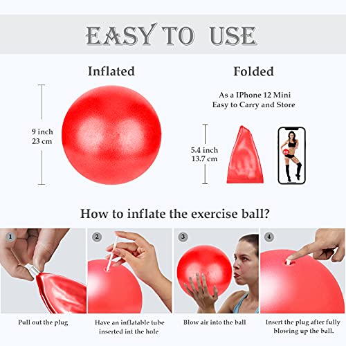 Pilates Ball, Gymnastikball Klein, 22cm Pilatesball, Gymnastikbälle Kinder, Overball Fitnessball Yogaball Fitball Büro Ergonomisch Balancegeräte für Yoga Gymnastik Gym Exercise Fitness Therapiebedarf