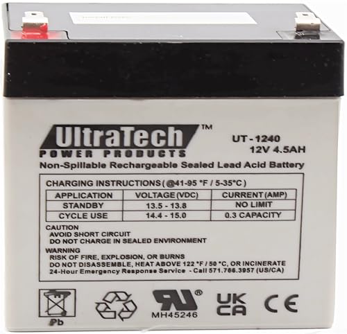 UltraTech UT-1240 / UT-1250-F1 12V, 4.5Ah Sealed Lead Acid Alarm Battery UT1240 UT-1250-F1 ISO9001 - Thumbnail 3