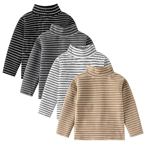Toddler Baby Boy Girl Long Sleeve Pullover Striped Shirts Kids Sweatshirt High Neck Fashion Undershirts Blouses Shirts3