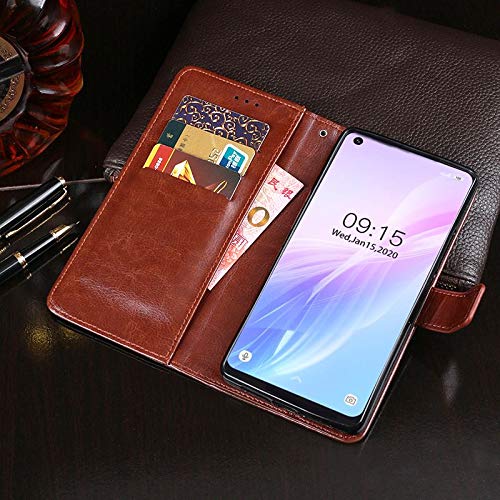 Gukas in Vera Pelle Stand Portafoglio Cover per OUKITEL C18 PRO 6.55 Premium Caso Case Copertina Custodia Guscio TPU Silicone Protettiva Anti Urto e Graffi (Marrone
