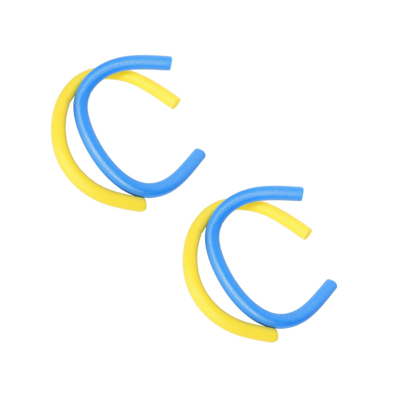 LOGOFUN 4PCS Jumbo Pool Noodles Swimming Pool Noodles Large Foam Pool Noodle Props for Game Floating Training Device Supplies - Yellow & Blue 150CM