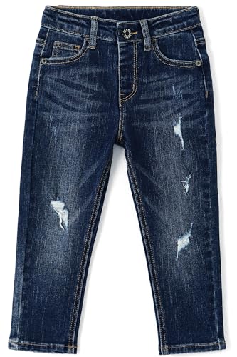 KIDSCOOL SPACE Baby Girl Boy Jeans,Small Kid Elastic Band Inside Ripped Denim Pants