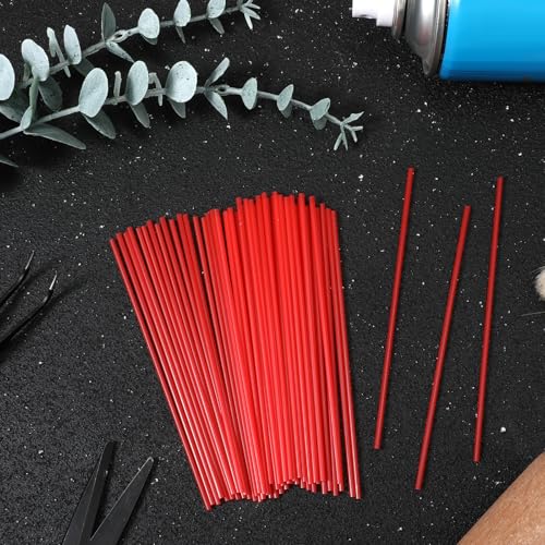 50 pitillos plásticos para aerosol de 12 cm rojo miniatura 4