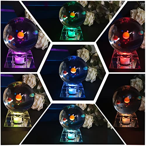 3D Solar System Crystal Ball with LED Base Astronomy Night Light for Home Decor Best Gift for Girlfriend Wife Mom Women on Valentines Birthday Thanksgiving Anniversary - Image 3