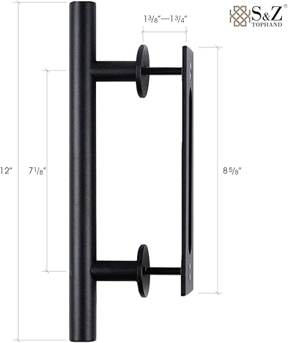 Miniatura 4 de SZ TOPHAND 48 pulgadas x 80 pulgadas Puerta de granero británico sin terminar con kit de herrajes para puerta corrediza de 8 pies madera maciza