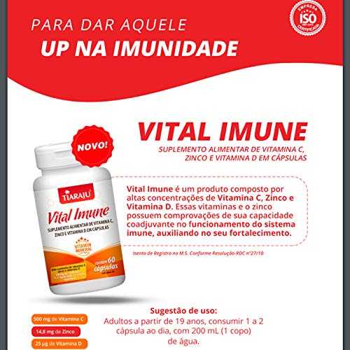 Vital Imune Vitaminas C, D e Zinco - 60 Cápsulas - Tiaraju