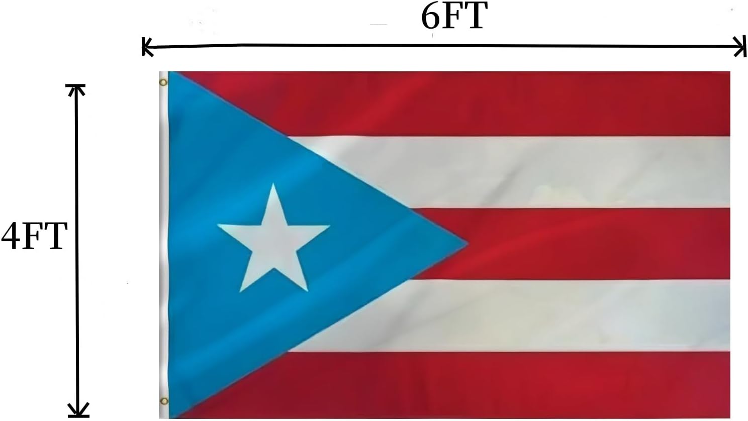 Lyh Double Sided 3ply Light Blue Puerto Rico Flag 4X6FT, Puerto Rican PR National Flag, Indoor Outdoor Polyester – Double Stitched and UV Resistant Flags,with Vibrant Printing and Sturdy Brass Grommets. (Double, 4X6)