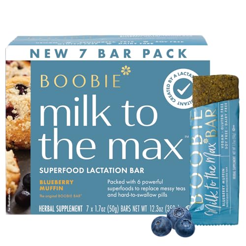 Image of Boobie Bar Superfood Blueberry Muffin Lactation Bar for Breastfeeding Moms to Increase Milk Supply | #1 Selling Lactation Snack Bars | Vegan, Fenugreek-Free, Gluten-Free, Dairy-Free (7 Bars)