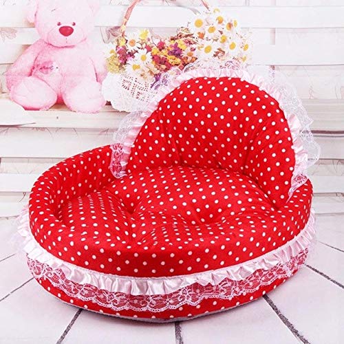 Petsdelite Red Dot, 56X53Cm Princess Dog Bed Soft Sofa for Small Dogs