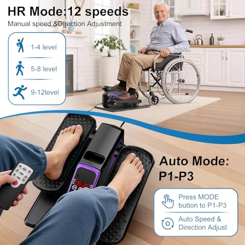 Image of VIVURN-018 Under Desk Elliptical 12 Speed 5 Modes Mini Motorized Leg Exerciser While Sitting for Seniors As Seen on TV with Non-Slip Mat Quiet & Portable Electric Pedal Exerciser for Home and Office
