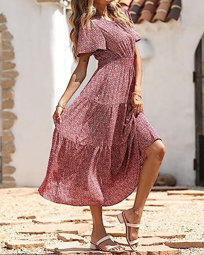 Image of PRETTYGARDEN Women's Casual Smocked Boho Floral A-Line Maxi Dress 2026
