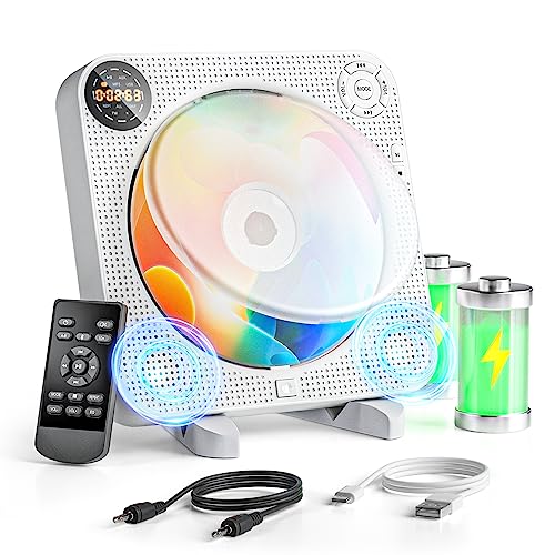 CD Player Portable, Portable CD Player with Bluetooth, Rechargeable Bluetooth CD Player, ARAFUNA Portable CD Player with Speakers, Wall Cd Player Kpop Cd Player Support Fm Radio USB Aux Input
