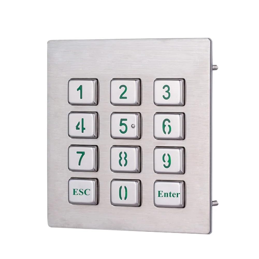 IP65 12 klawiszy 3x4 metalowa podświetlana klawiatura numeryczna ze stali nierdzewnej do przemysłowego systemu kontroli dostępu do telefonu(Matrix,Esc And Enter Layout)