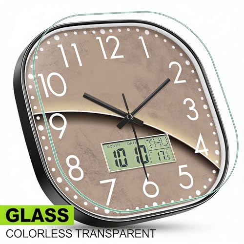 Image of Ash & Roh 12 Inch Silent Quatrz and Non-Ticking Wall Clock with Easy to Read Number and Analog Display Stylish & Decorative Design for Office, Living Room, Bedroom (Venus Digital Square)