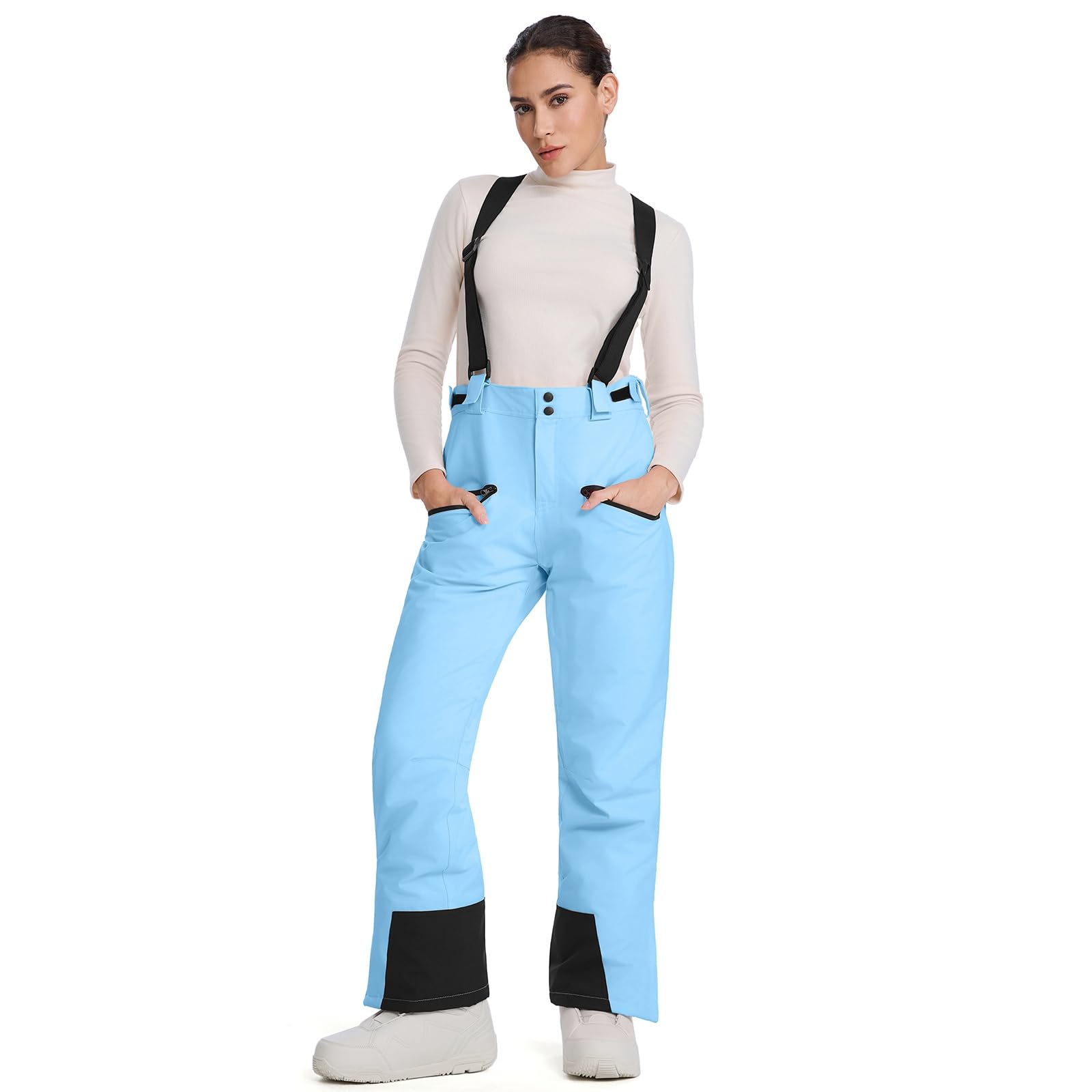 HOUZONIY Pantaloni Sci da Donna, Pantaloni Termici da Donna Pantaloni da Sci Invernali da Esterno, Pantaloni da Sci Antivento Traspiranti Caldi e Traspiranti, Apertura con Cerniera