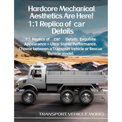 Image of 1 /18 RC Crawler, Full Proportional 6WD All-Terrain Remote Control Off-Road Emergency Truck, Gift for RC Climbing Car Enthusiasts and Collectors (Silver /C8823-YW-B)