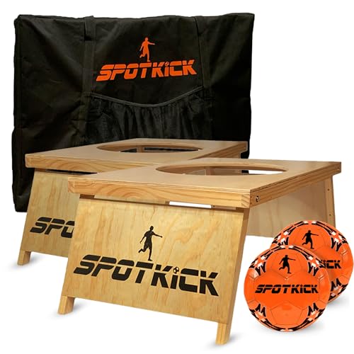 SPOTKICK The Classic Deluxe Set - The Ultimate Backyard Soccer Game with 2 Goals 2 Soccer Balls 4 Cones Travel Storage Bag- No Assembly Needed