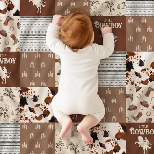 Image of Western Baby Blanket, Cowboy Minky Blankets for Boys Girls, Nursery Room Decor, Soft Warm Lightweight Nursery Bed Blanket for Newborn Toddlers Son Daughter (10)