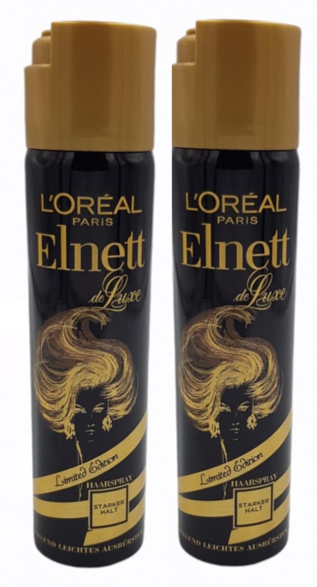 L'OrealELNETT de LUXE Strong Hold Hairspray specially created for DRY or DAMAGED Hair (pack of 2) 75ml each