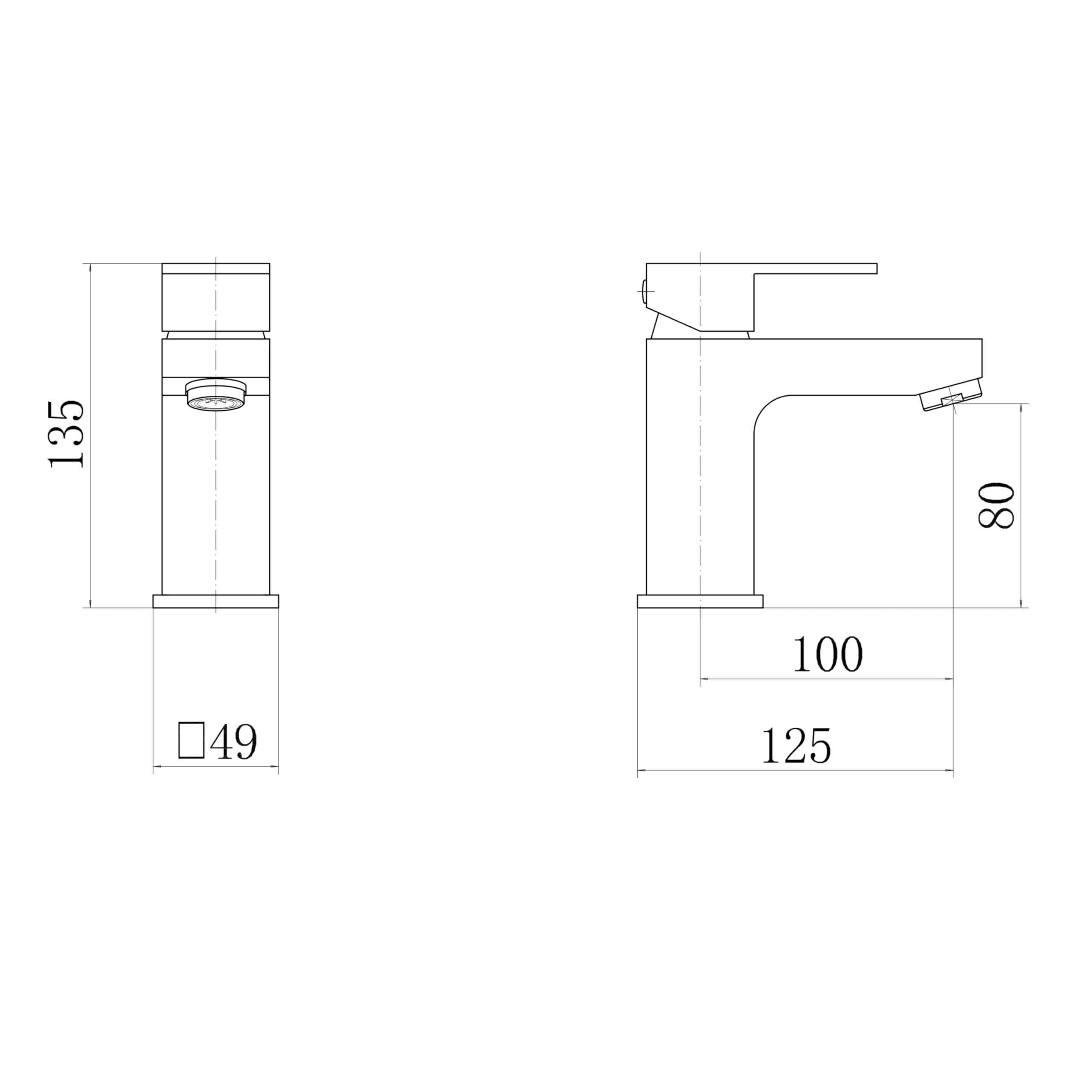 Rubinetto miscelatore moderno per lavabo da bagno, cromato, rubinetto monocomando con design quadrato, struttura in ottone resistente, facile installazione, ideale per piccoli lavabi, guardaroba e
