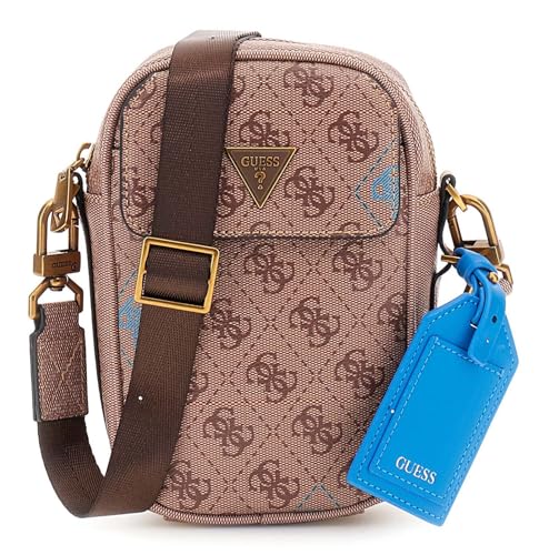 GUESS sac à épaule bandoulière Milano beige et bleu marron clair taille micro
