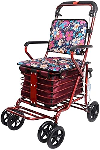 歩行器ウォーカー モビリティ 歩行補助具 大人 高齢者用 折りたたみショッピングトロリー 四輪歩行器 歩行器 軽量 高さ調節可能 トロリー より良い生活を求めて Thoughtful