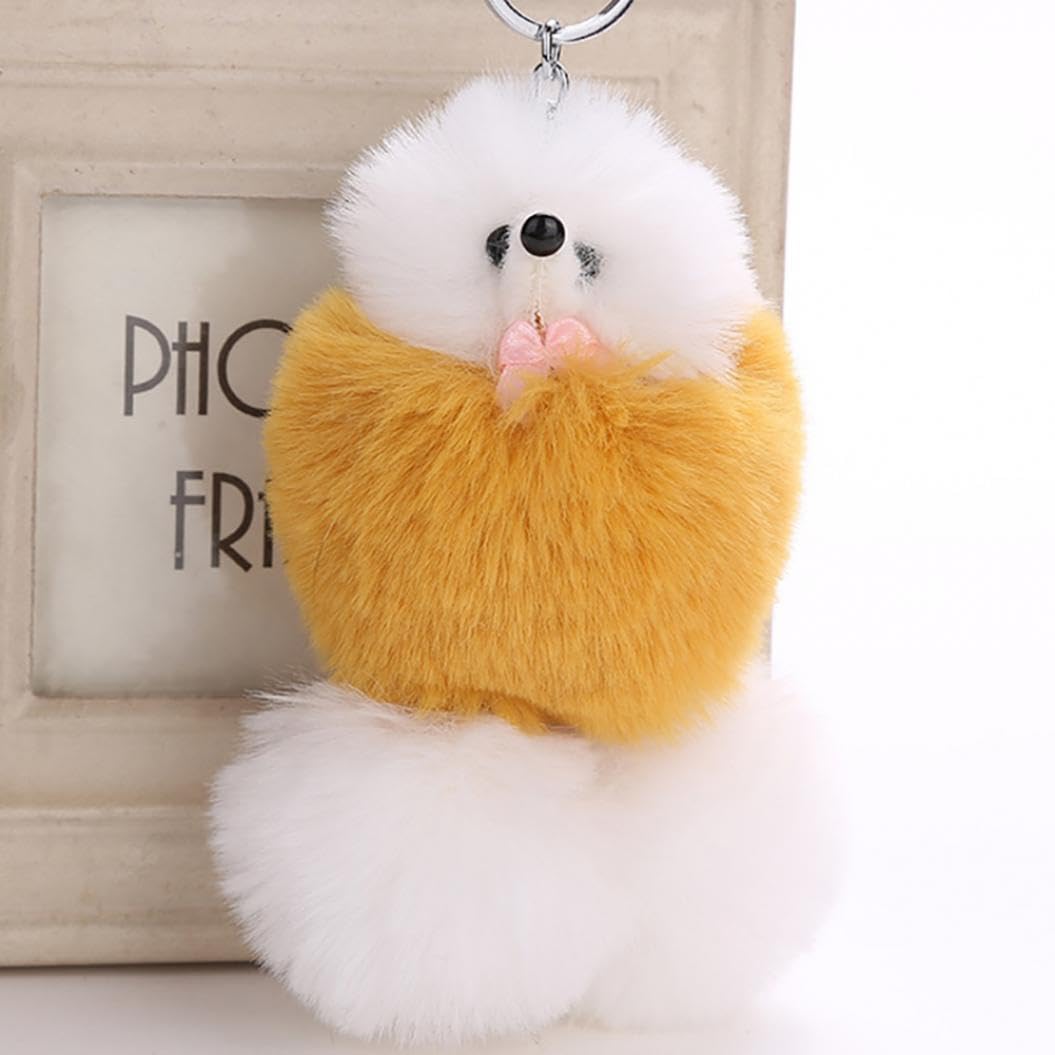 Xivya Collection Yellow Furry & Fluffy Squirrel Toy Keychain | For Scooty, Bags, House Keys |For Girls (11 x 5.8 x5.8 cm)-image-15