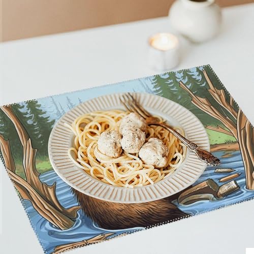 Lot de 6 sets de table antidérapants imperméables cuisine salle à manger