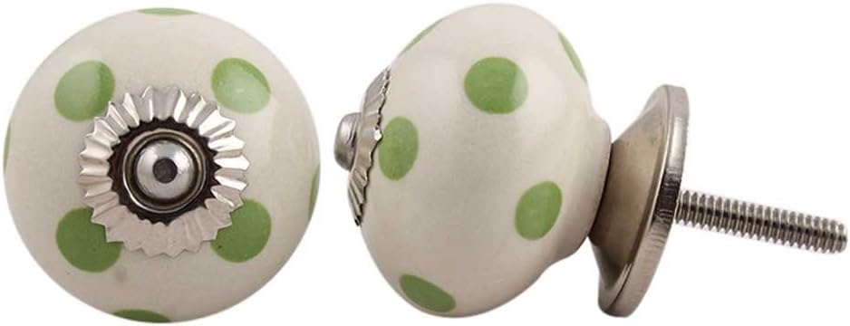 Indian Shelf 25 Pieces Cream Cabinet Door knobs Polka Dot Cabinet Hardware Ceramic Door Pulls