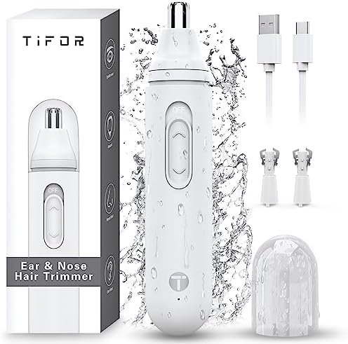 TIFOR Ear and Nose Hair Trimmer for Men - USB Electric Nose Hair Trimmer for Women - Painless Waterproof Eyebrow Facial Hair Removal Nose Clipper with 2 Extra Replaceable Dual-Edge Blades