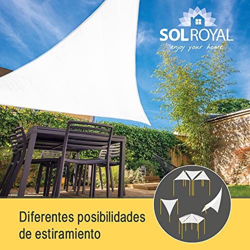 Toldo de terraza vela de sombra blanca triangular Sol Royal de 3.6 metros impermeable 8