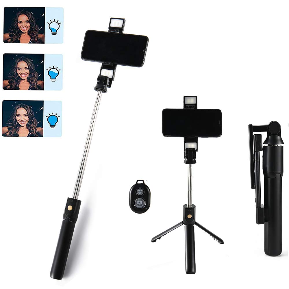 Amazon | 自撮り棒 ライト付き 自撮り補光 Bluetooth セルカ棒 軽量