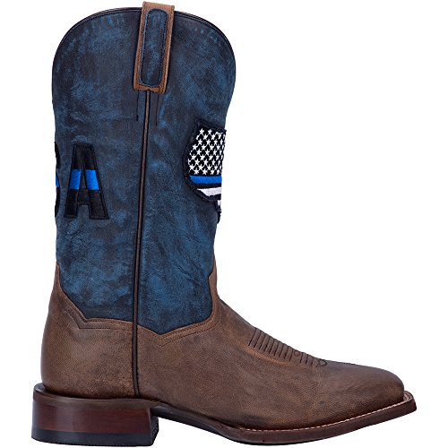 Dan Post Mens Thin Blue Line Square Toe Casual Boots Mid Calf - Blue, Brown