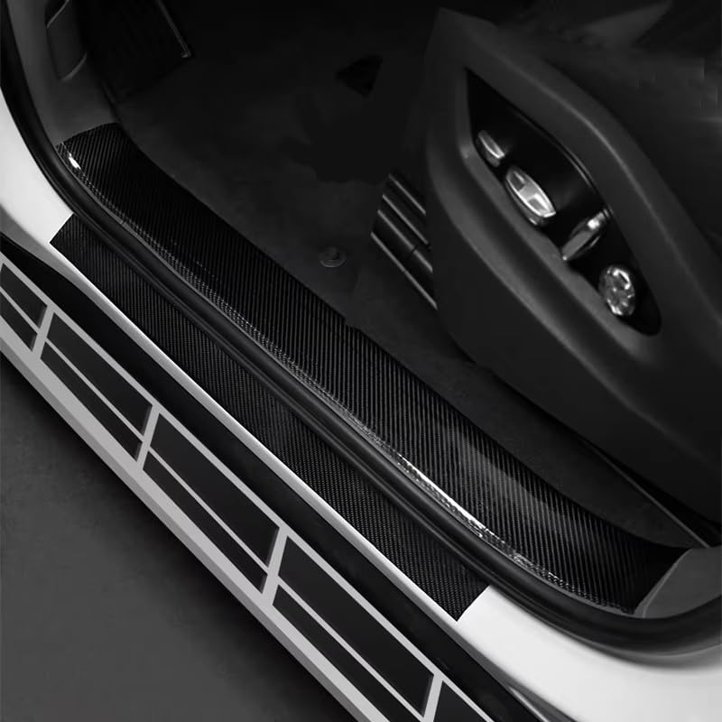 4 Pcs Car Door Sill Protector Universal 3d Carbon Fiber Scuff