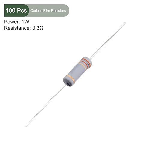 Miniatura 2 de YOKIVE 100 resistencias de película de carbono, 1W 3.3 ohmios, 5% de tolerancias, buenas para proyectos electrónicos de bricolaje (4 bandas de