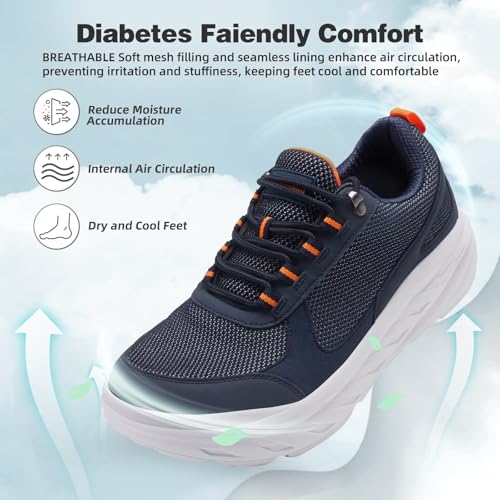 Image of OrthoComfoot Men's Orthopedic Diabetic Wide Walking Shoes: Comfortable Plantar Fasciitis Fashion Sneakers with Arch Support for Swollen, Casual Hammer Toes Shoes for Foot and Heel Pain Relief