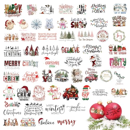 144pcs christmas word decals for crafts waterproof christmas sayings vinyl stickers for ornaments wood glass jars cups bottle decoration (ho144)