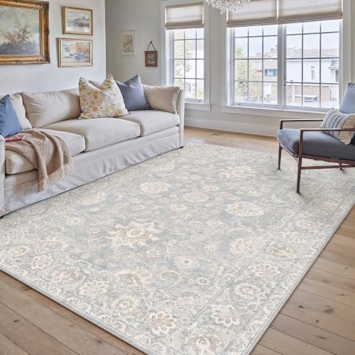WondRg 6x9 Blue Cream Neutral Area Rug