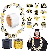 FYSUIMU Graduation Candy Lei Making Kit Glitter Gold Black Candy Tubing Wreath Filler Includes Pl...