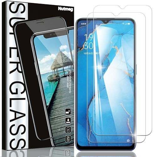 Nutmeg【2枚セット】OPPO Reno3 A ガラスフィルム【日本旭硝子素材製】oppo reno3 A フィルム FOR OPPO Reno3 A 用の 保護フィルム 強化ガラス 硬度9H 高透過率 高光沢 気泡なし 貼り付け簡単 撥油性 耐衝撃
