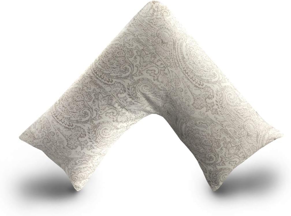 Mastex NEW MEDICAL Living Orthopaedic V Shaped Ball Fibre Support Pillow With Complimentary 100% Egyptian Cotton Prinvted Pillow Cases (Paisley Case Only)