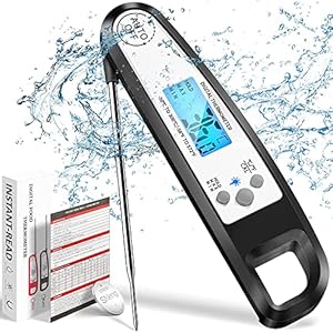 Vleesthermometer, 4,3 inch roestvrij stalen sonde 304 grillthermometer, direct uitlezen, lcd-display, magneet, IP66…