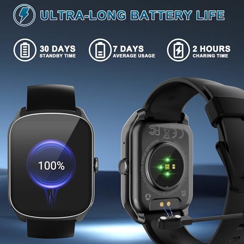 STECEi Smartwatch für Herren & Damen, 1,95'' HD Display, Bluetooth-Anruf entgegennehmen/tätigen, 112 Sportmodi, Fitnessuhr mit Schrittzähler/Schlafanalyse/Pulsmesser, IP68 wasserdicht, Schwarz 6