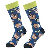 Men's Crazy Novelty Socks, KoolHour Cool Funny Animal Cartoon Sloth Pattern Cotton Long Tube Crew Dress Casual Socks,1 Pair